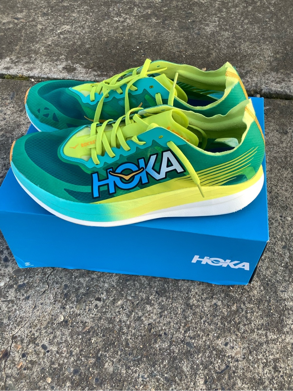 Hoka Green and Neon Yellow Running Shoes!!!